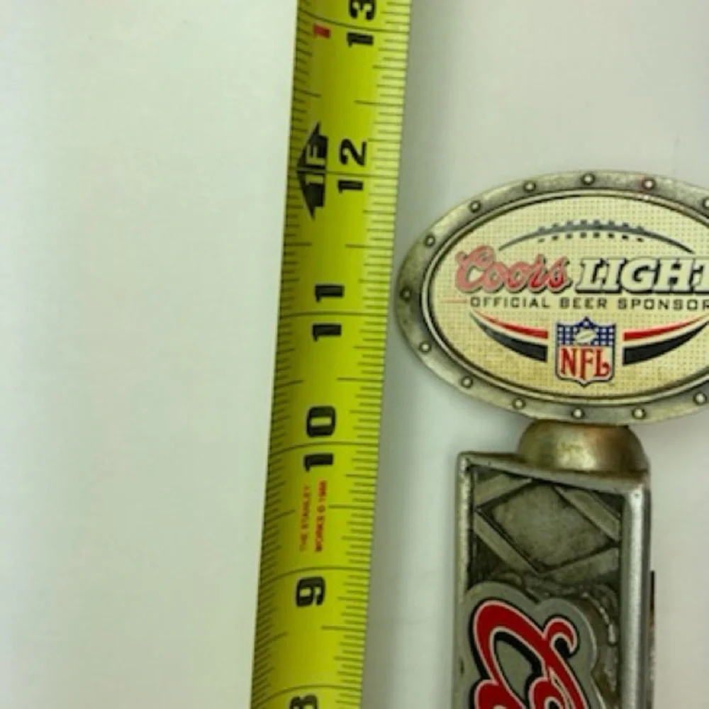 VTG Coor's Light Official Beer NFL Stamped Metal Grid Beer Tap Handle 12